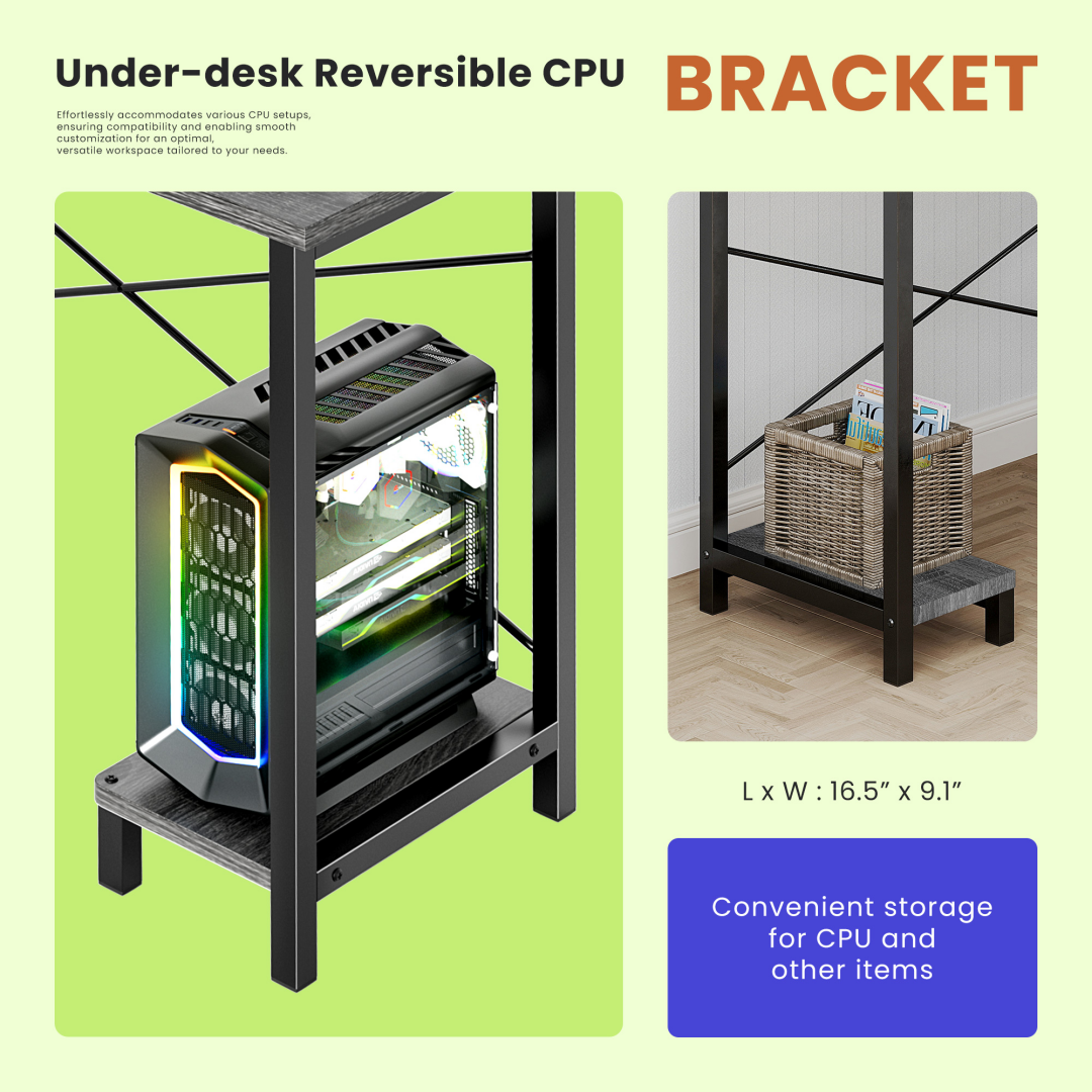 49-Inch L Shaped Desk - Computer Desk Corner Desks Gaming Desk PC Table, With CPU Stand Side Bag For Home Office Dorm Sturdy Writing Workstation
