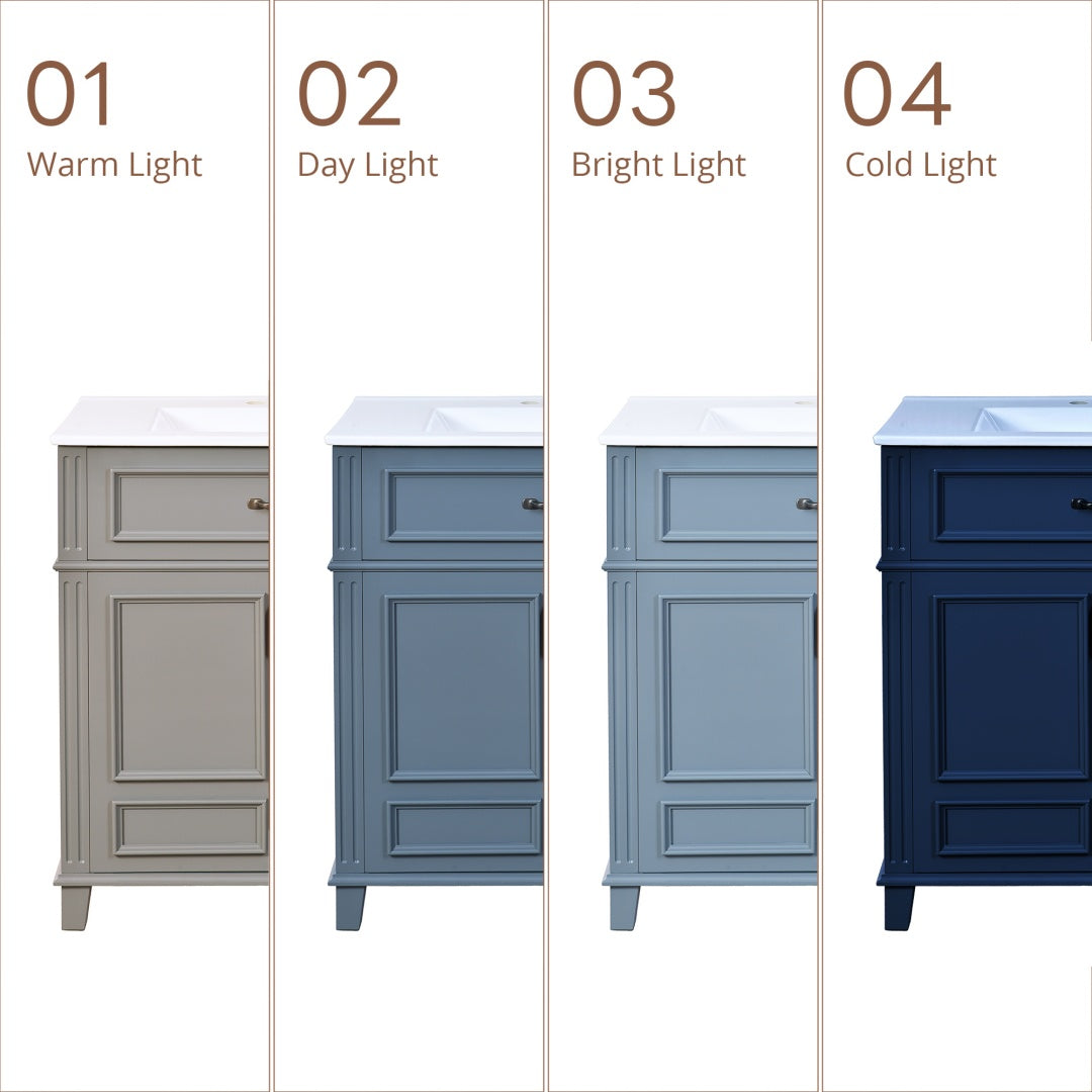 30'' Bathroom Vanity With Ceramic Sink,Solid Wood Frame Bathroom Storage Cabinet With Soft Closing Doors, Retro Style, Blue