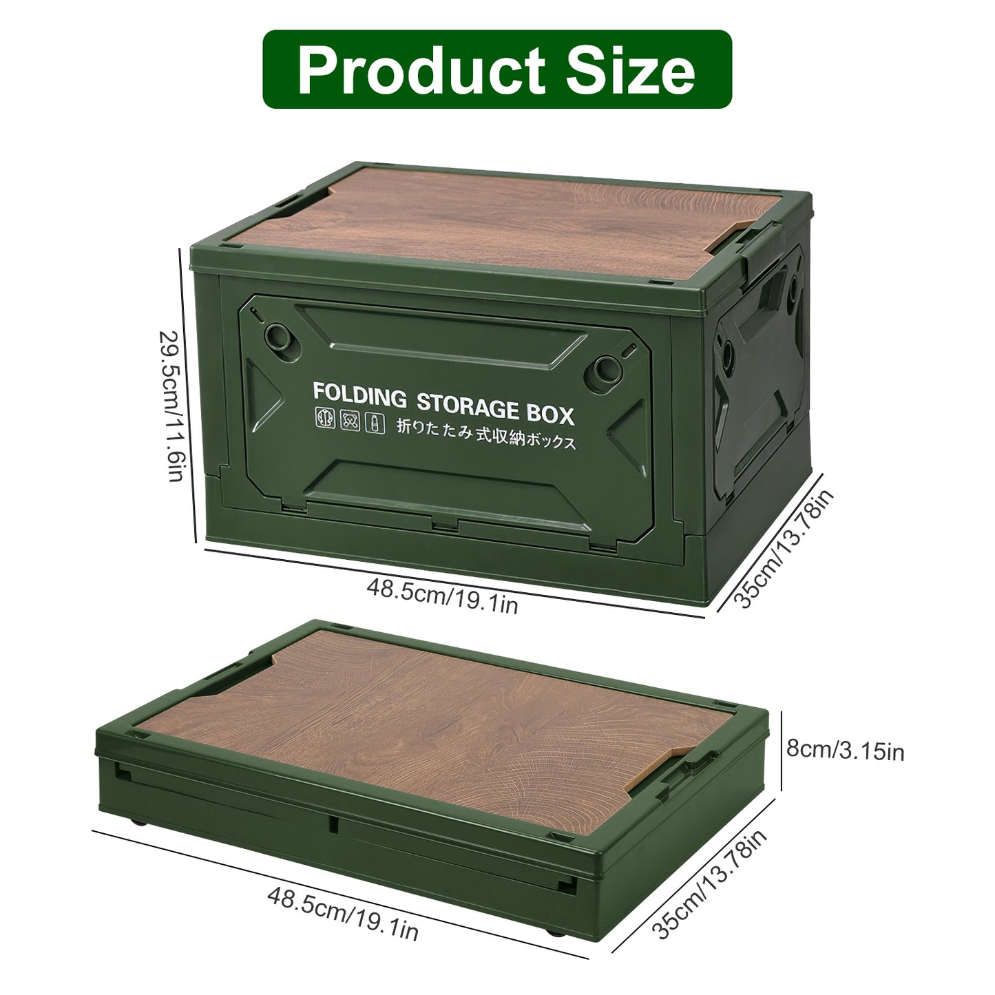 1Pc Folding Storage Bin For Home OrganizationCamping Collapsible Organizer Box Stackable Grocery Container Shelf Baskets With Cutting Board Top Lid 4 Side Lockable Doors Wheels For Camping Home Car RV