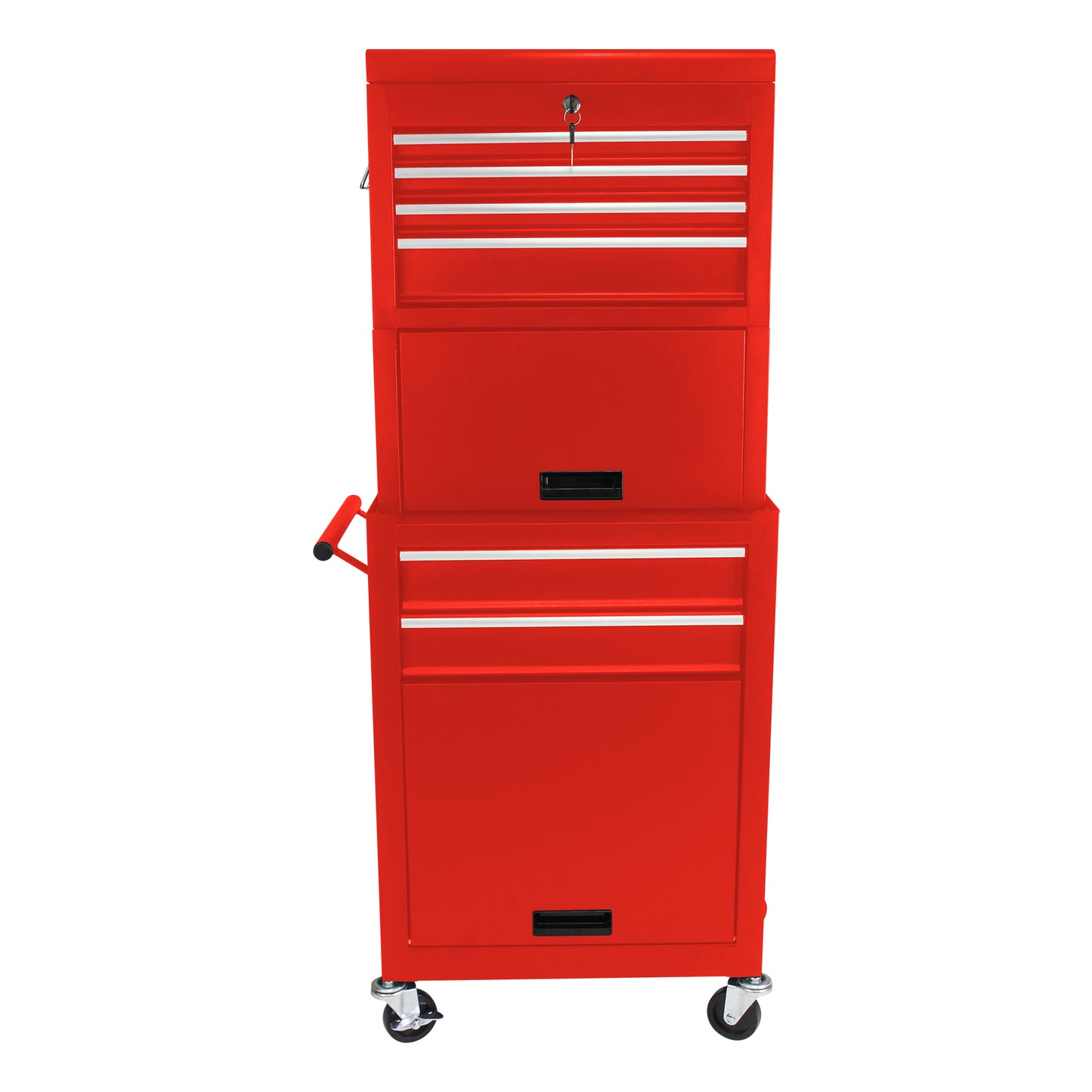 Tool Cabinet On Wheels, 6-Drawer Lockable Rolling Tool Chest W 4 Universal Wheels, 2 In 1 Detachable Tool Box Storage Organizer For Garage Workshop Repair Shop,RED