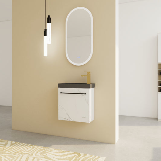 20  Floating Wall- Mounted Bathroom Vanity With Resin Sink & Soft- Close Cabinet Door