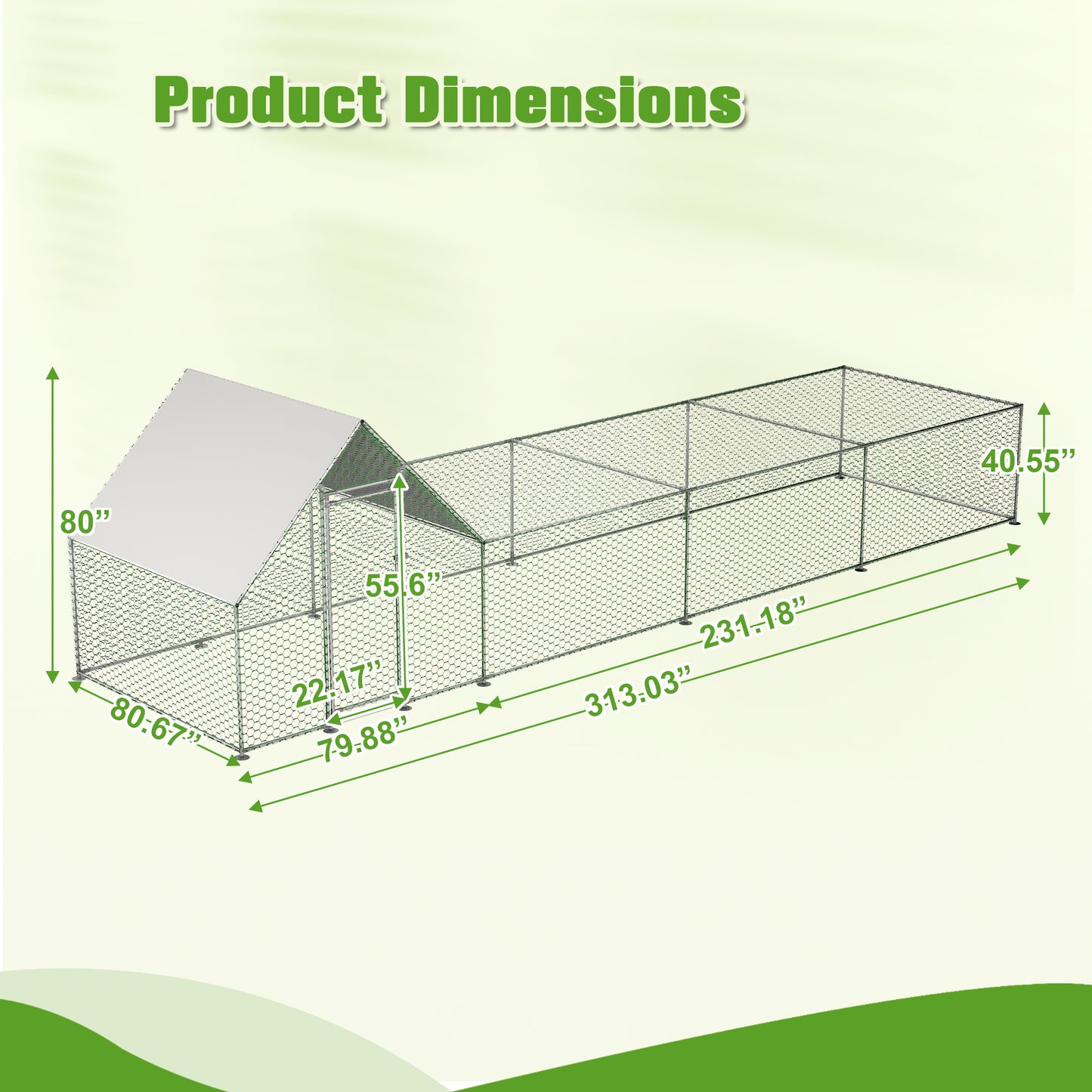 26'Lx6.7'Wx6.6' Ft Large Metal Chicken Coop, Walk-in Chicken Run, Galvanized Wire Poultry Chicken Hen Pen Cage, Rabbits Duck Cages With Waterproof And Anti-Ultraviolet Cover For Outside