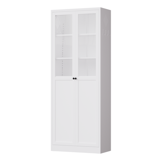 72  Metal Kitchen Pantry Cabinet With Doors & Shelves, Tall Heavy-Duty Adjustable Storage Organizer, Tool-Free Assembly Freestanding Cabinet For Living Room, Bathroom, White