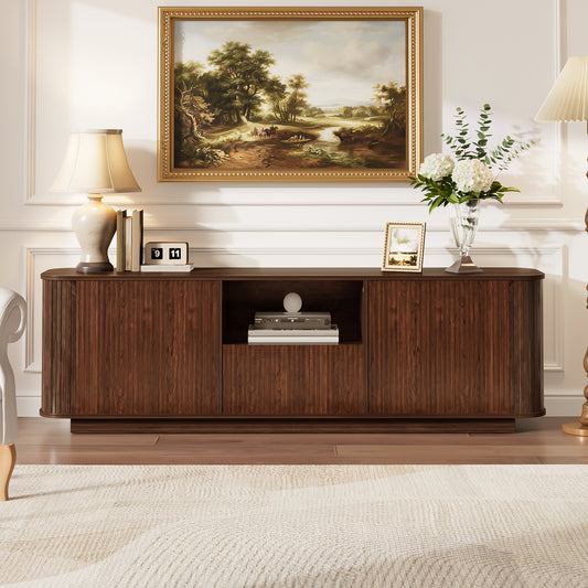 70-inch Modern TV Stand For TVs Up To 80 Inches For Living Room, Media Entertainment Center With Ample Storage & Cured Corners