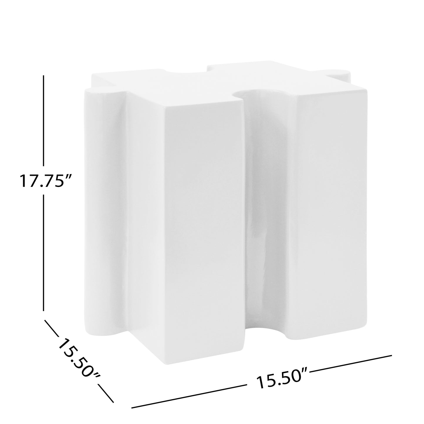 3-Piece Artistic Puzzle Table Set,Modular MGO Side Tables With Interlocking Design  2 Convex & 1 Concave , 200lb Capacity For Indoor & Outdoor,Black & White Color