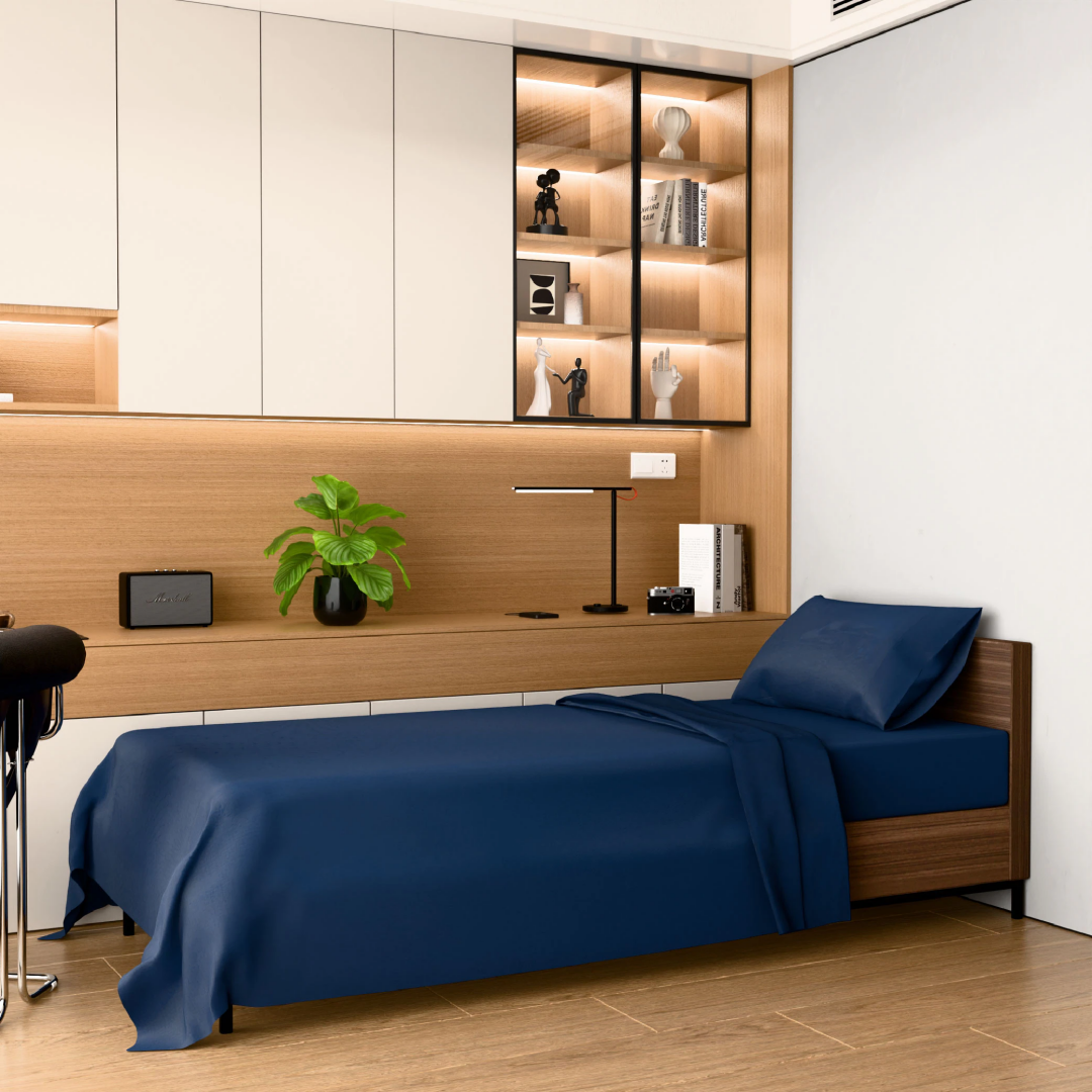 Bedding Twin Bed Sheets Set - 3 Piece Bedding - Brushed Microfiber - Shrinkage And Fade Resistant - Easy Care -Twin, Navy Blue