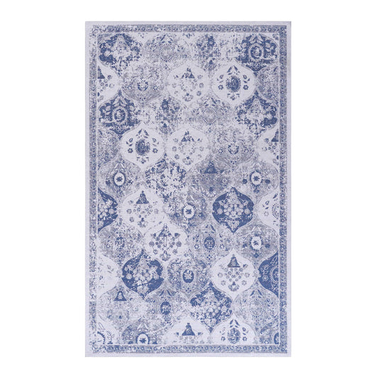 MAVAL Blue Washable Rug 3x5 Area Rug  Blue, 3' X 5'