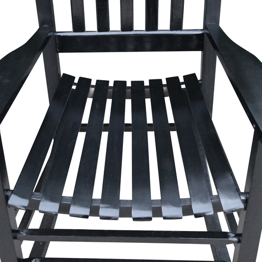 Wooden Porch Rocker Chair  Black, Without Mat