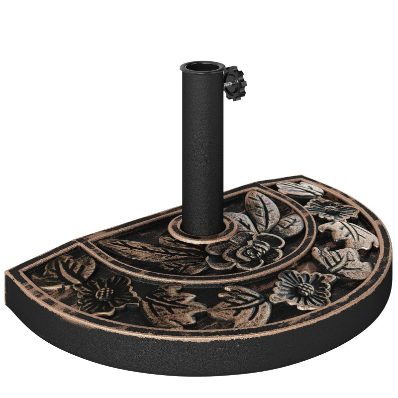 20lbs Half Round Patio Umbrella Base Outdoor Decorative Resin Parasol Stand Holder ForPole, For Lawn, Deck, Backyard, Garden, Bronze