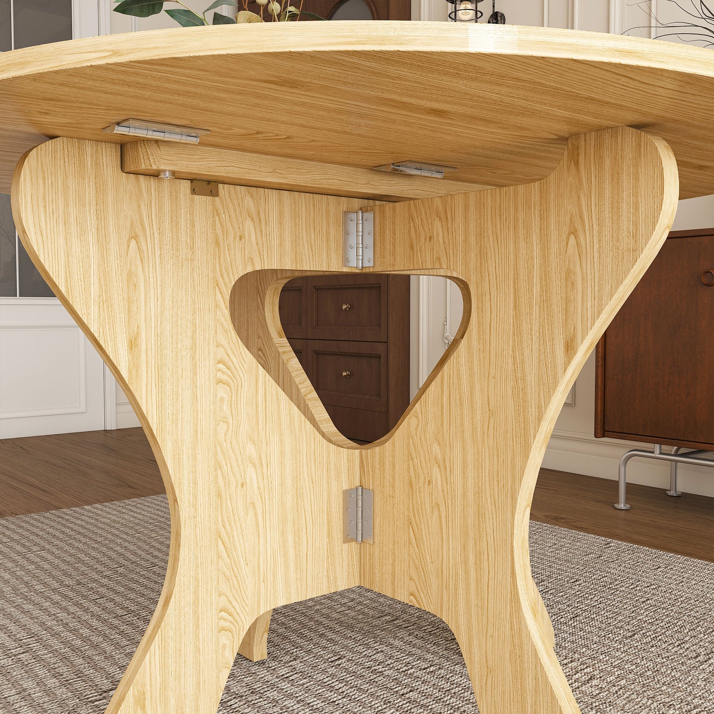 43 In Folding Dining Table For Small Spaces  MDF Table With Wild Oak Veneer  Space Saving Foldable Kitchen Table For Indoor And Outdoor Use