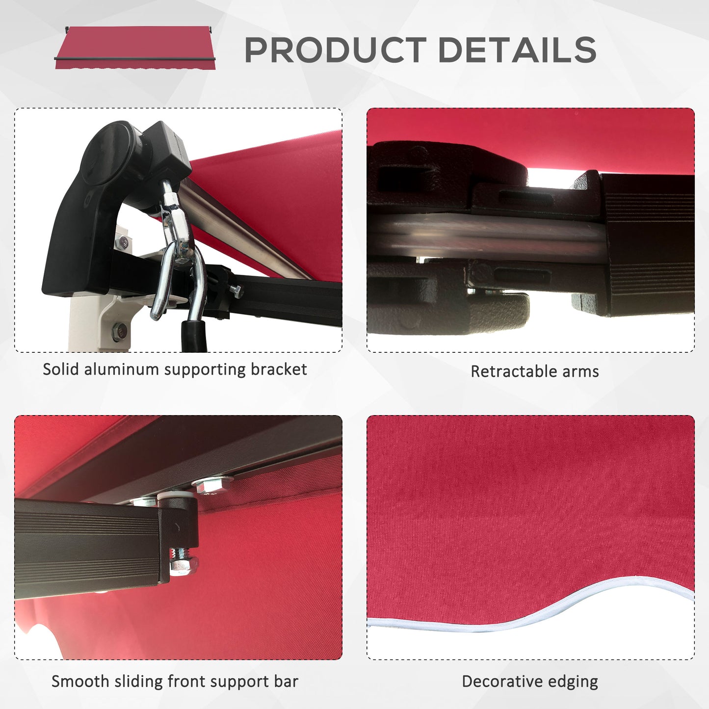 Patio Awning Canopy Retractable Deck Door Outdoor Sun Shade Shelter