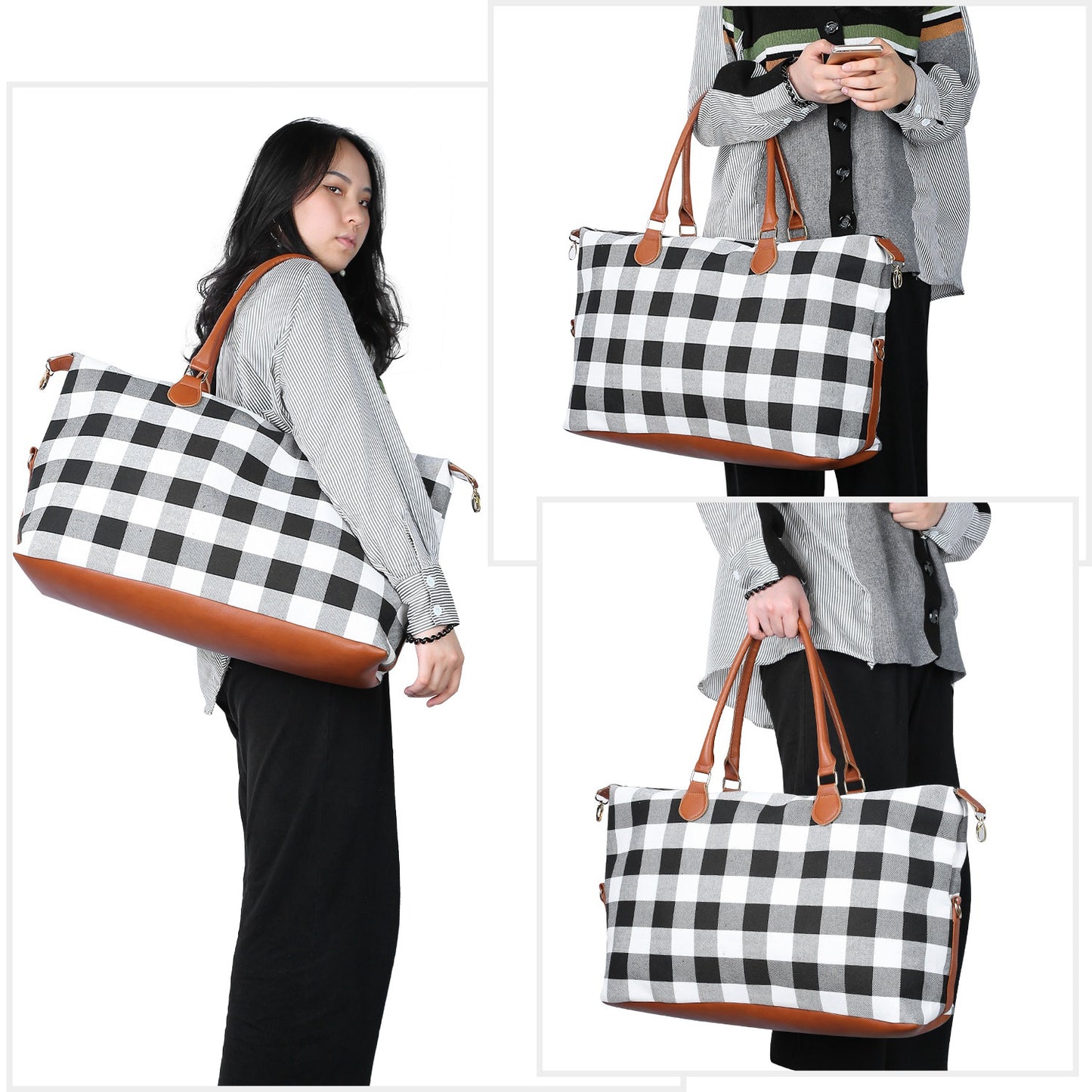 1Pc Women Duffle Bag Travel Luggage Bags Weekend Overnight Bag Tote Bags Shoulder Handle Bags Portable Diaper Bag