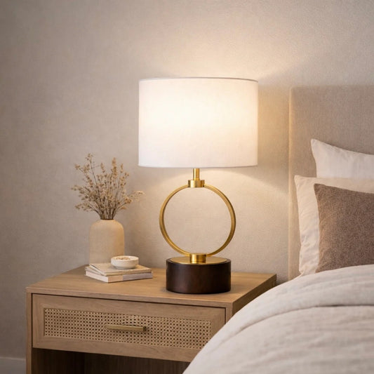 Bedroom Table Lamp Nordic Home Creative Romantic Warm Metal Study Room Desk Bedside Lamp, Grid Metal Circular Table Lamp 110V
