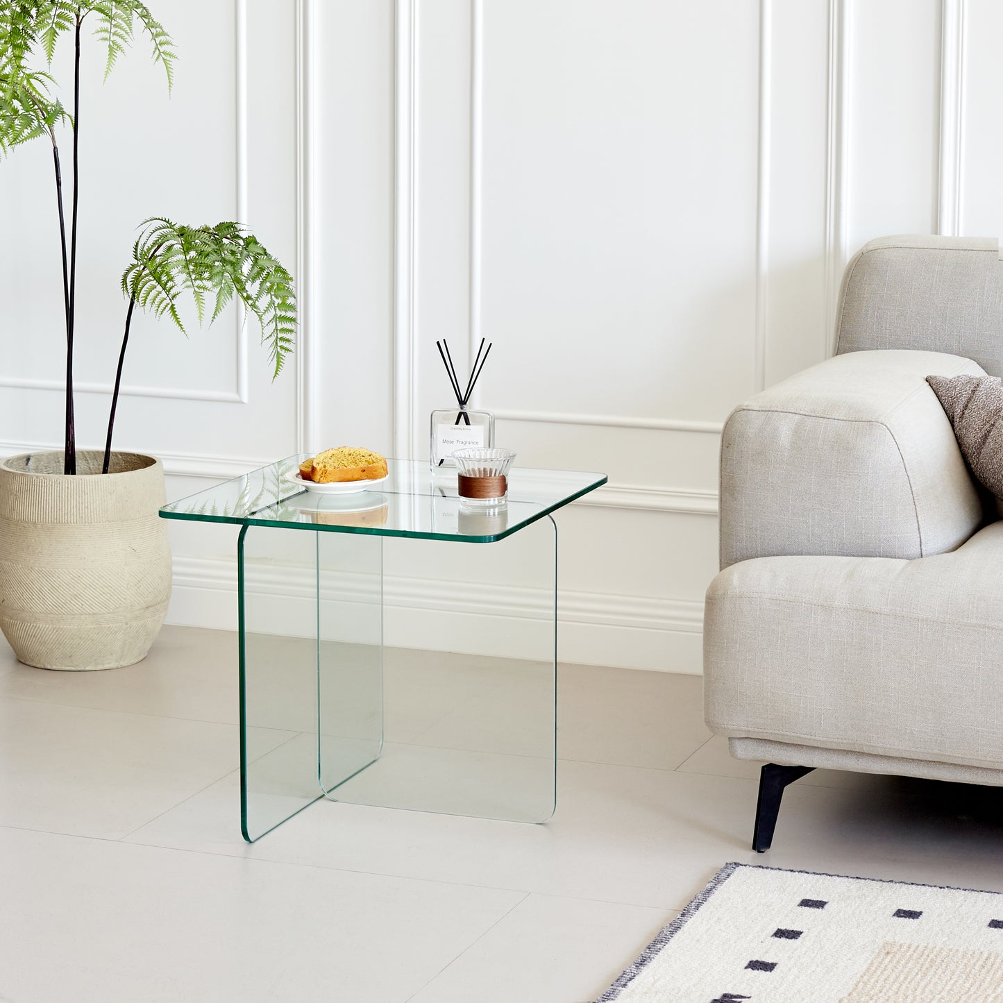Tempered Clear Glass SideTable, Small Tea Table, Night Stand Tempered Glass