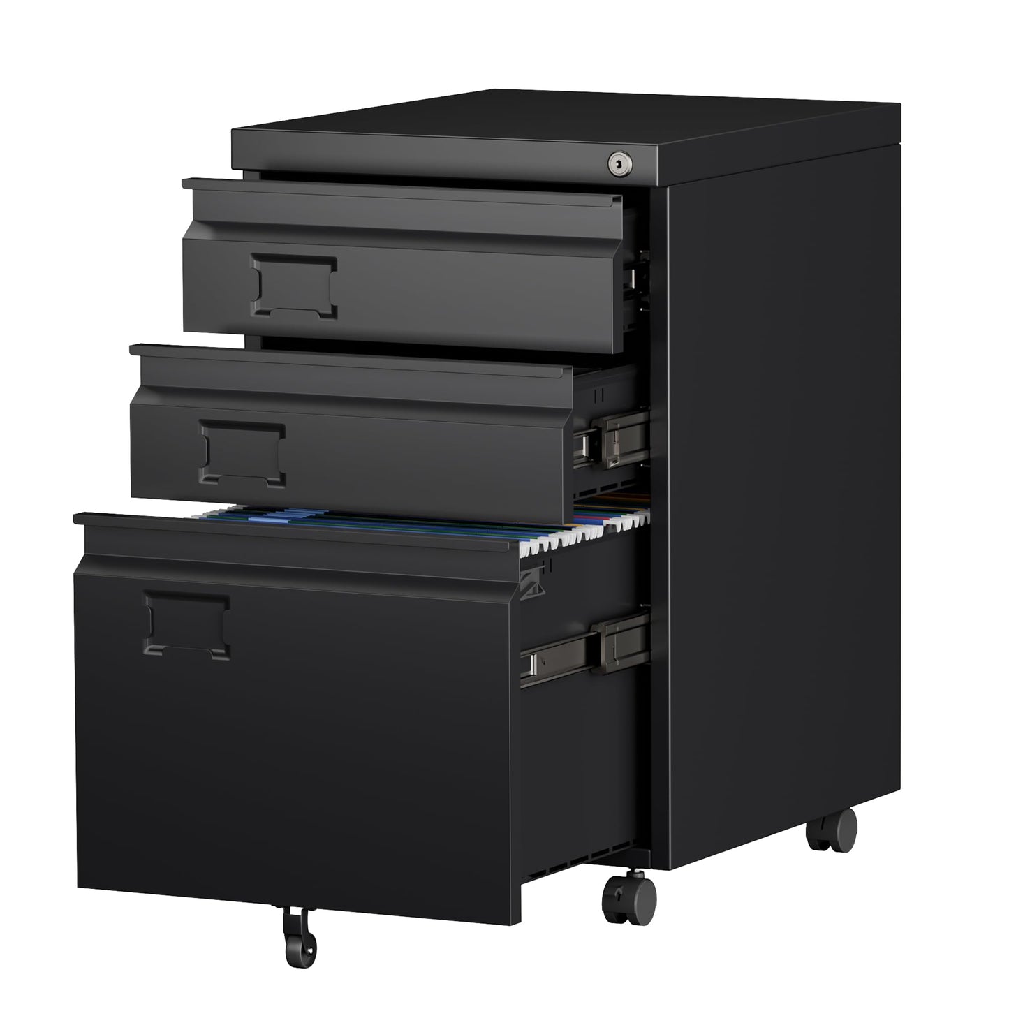 SUXXAN 3 Drawer File Cabinet With Lock, Metal Under Desk Cabinet With Wheels For Office & Home, Legal Letter Size, Need To Assemble