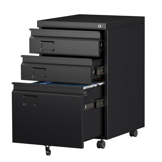 SUXXAN 3 Drawer File Cabinet With Lock, Metal Under Desk Cabinet With Wheels For Office & Home, Legal Letter Size, Need To Assemble