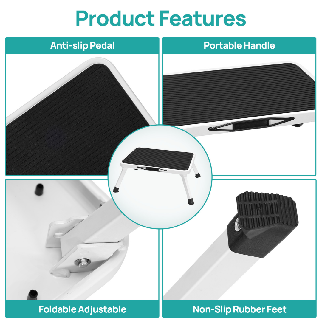 Foldable Stool, Anti-slip Platform And Rubber Feet, 330-pound Capacity Sturdy Metal Foldable Stool