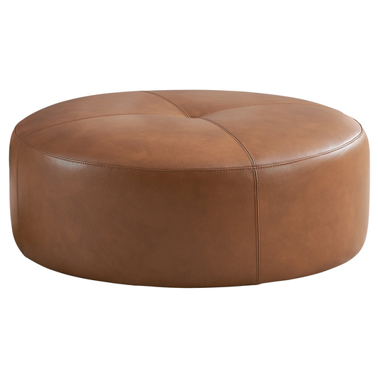 Rochelin Tan Leather Ottoman 36     Floor Footrest Cushion