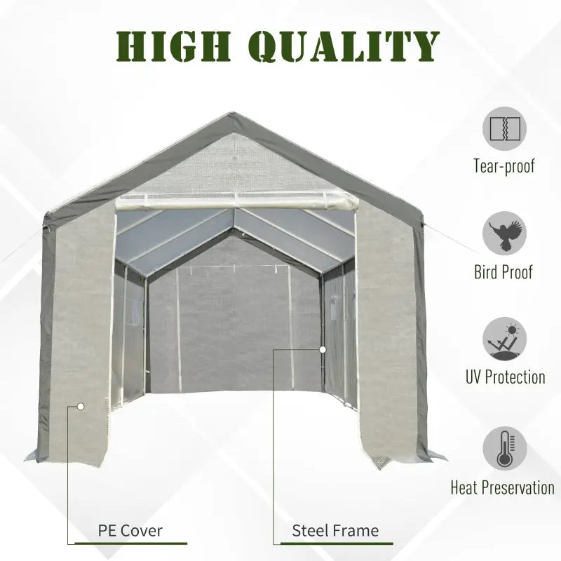 Walk-in Greenhouse, Outdoor Garden Warm Hot House With 6 Roll-up Windows, 2 Zippered Doors And Weather Cover, White