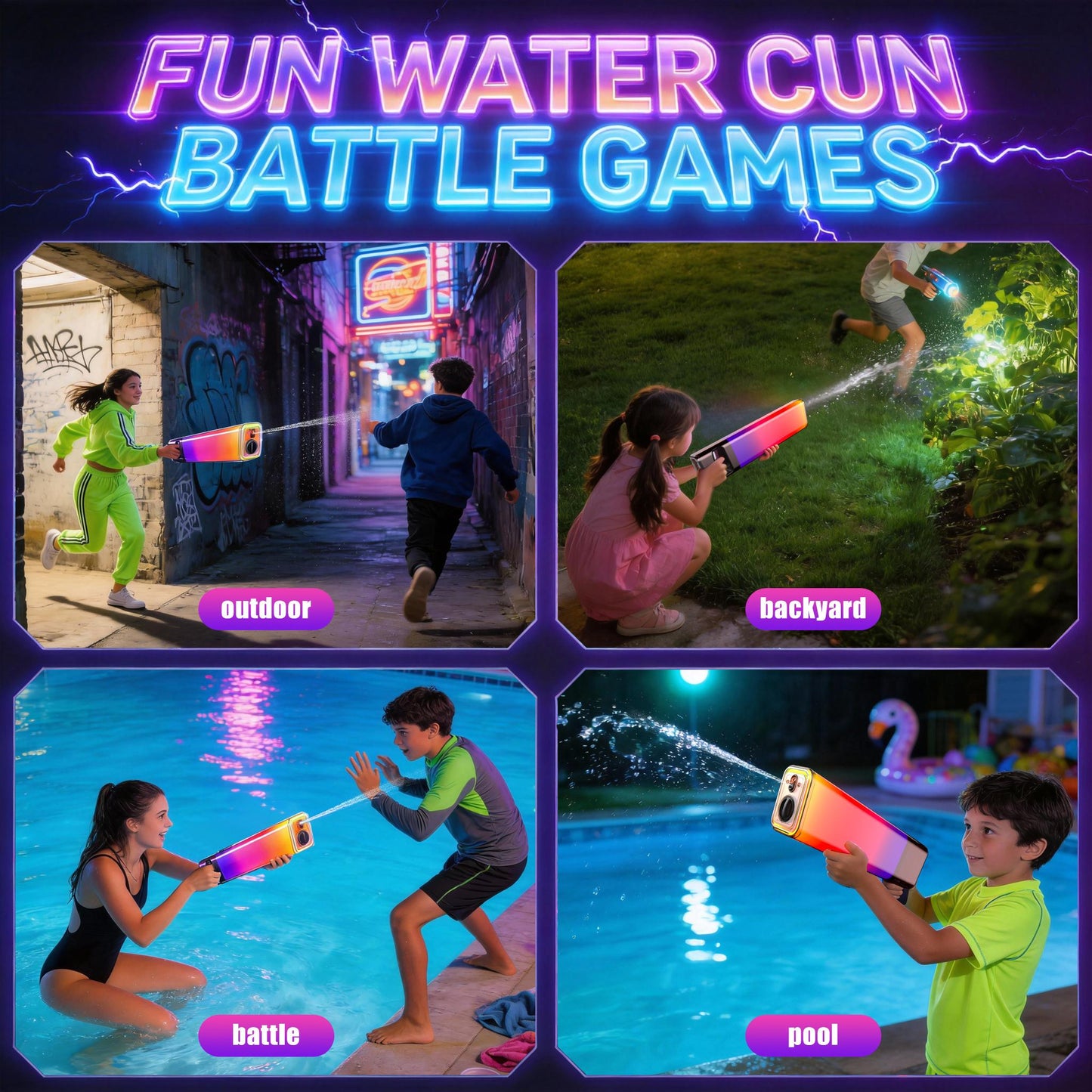Gradient Color Electric Water Gun, Rechargeable Battery Powered Remote Shooting Toy, Suitable For Pool, Beach, And Outdoor Games