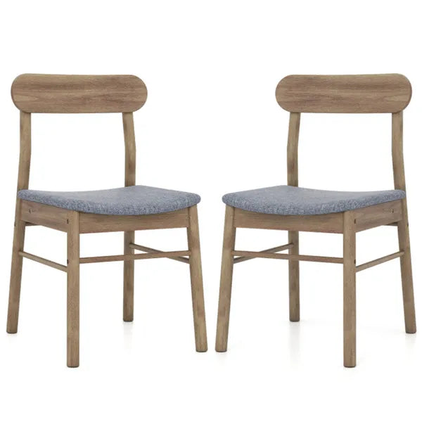 2PCS Solid Rubber Wood Dining Chairs , 400 LBS Capacity Padded Upholstered Kitchen Chairs