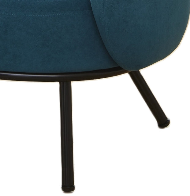 Mid-Century Modern Velvet Accent Chair, Upholstered Barrel Armchair With Metal Legs, Comfy Single Sofa Chair For Living Room Bedroom