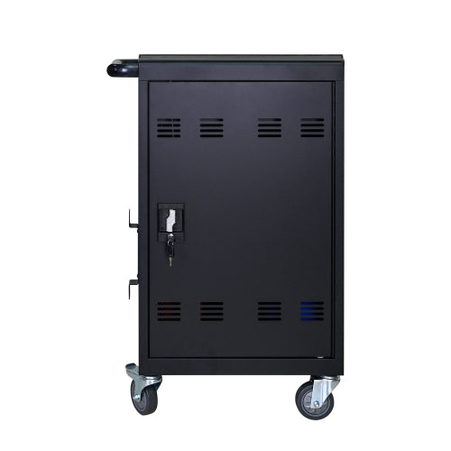 Tablet Laptop 32-bit-Plastic Device Basket Device For Mobile Charging Trolley- Includes Cable Management Dividers, Cable Clips, Storage Compartment, And Removable Doors  Black