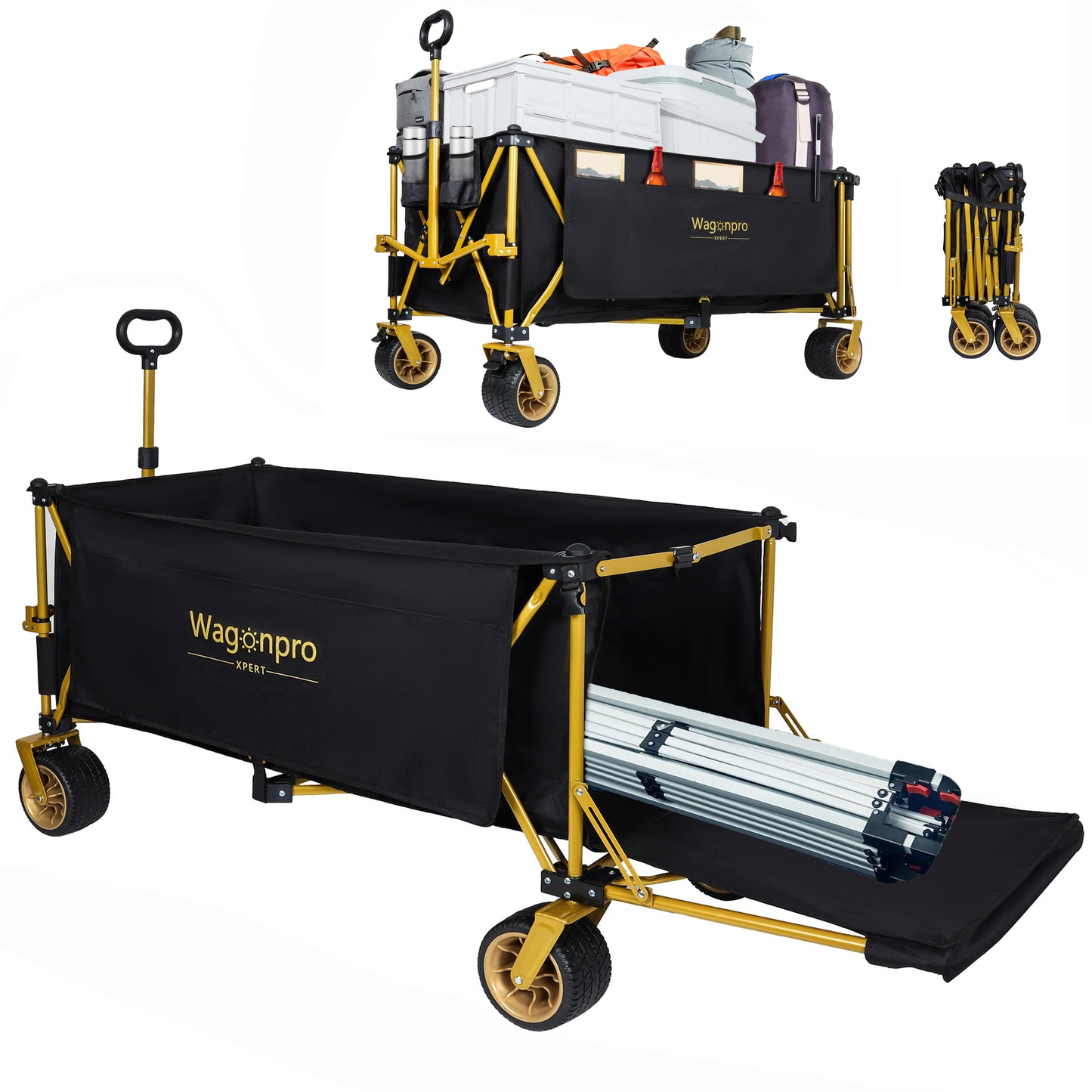 67- 1 2in Extra Long Large Heavy Duty Utility Beach Wagons With Opened Tailgate And All- Terrain Wheels  480lbs Capacity  Patented Ultra- Stable Frame   No Assembly Needed  Black