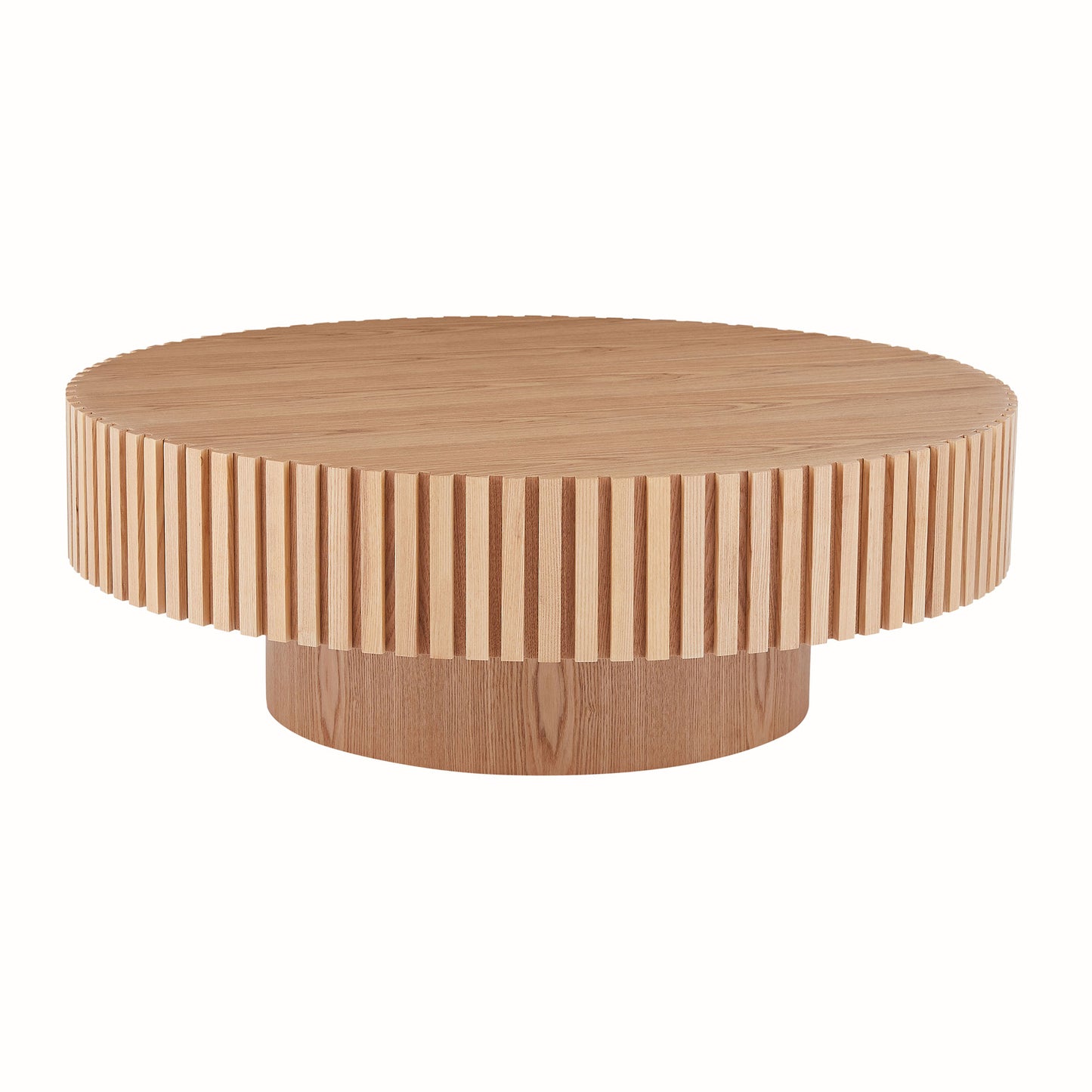 31.49   Round Wood Coffee Table For Living Room, Modern Handcraft Drum Coffee Table, Circle Wooden Coffee Table For Small Space Apartment ASH. Same Sku W876P243948