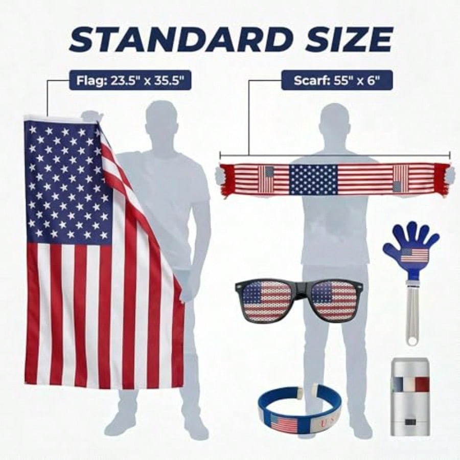 6pcs Set The 2026 American Celebration,USA World Cup Fan Kit,Complete Soccer Cheer Accessories Set