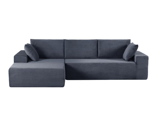 CozyForm Convertible Sectional Sofa In Soft Corduroy, Modern Comfy Couch With Full Foam Cushioning, Cozy Sleeper Sectional For Living Room, Bedroom, No Assembly Required, Dark Gray - Left Facing