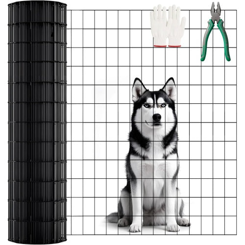 48 INCH X 99 FT Black Vinyl-coated Metal Mesh, 16 Gauge 2  3 Inch Black PVC Metal Mesh, Black Welded Wire Mesh Support, Poultry Cage Protective Fence