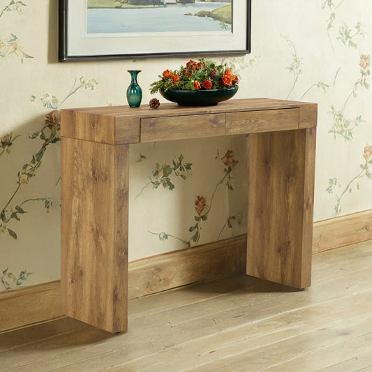 Elegant Natural Wood Grain Bar Table-50 Inches Long, A Practical Choice For Modern Homes.Wood Grain Texture Sticker,Equipped With Two Drawers.Serving As A Bar Table Or A Desk.