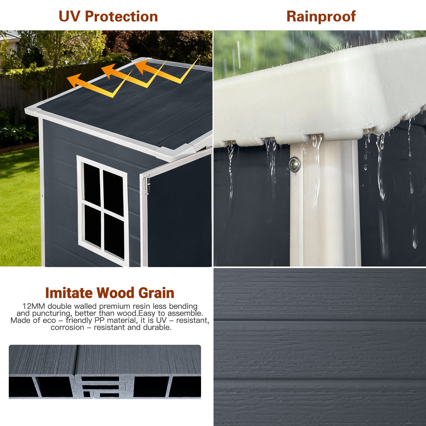6ft X 4ft Plastic Outdoor Storage With Floor And Lockable Door Plastic Garden Shed For Backyard, Lawn, Cold Grey