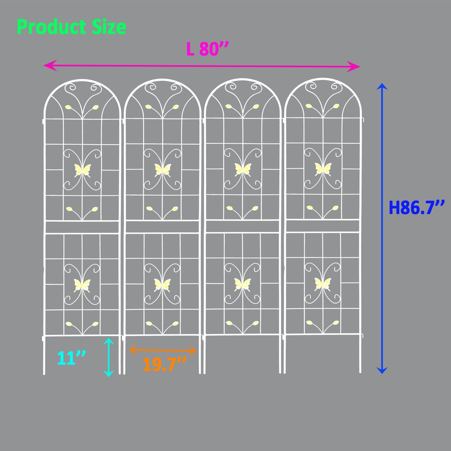 4 Pack Metal Garden Trellis 86.7  X 19.7  Rustproof Trellis For Climbing Plants Outdoor Flower Support Cream White