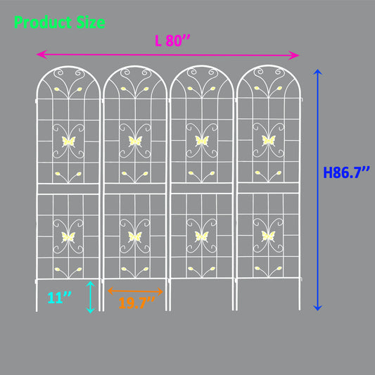 4 Pack Metal Garden Trellis 86.7  X 19.7  Rustproof Trellis For Climbing Plants Outdoor Flower Support Cream White