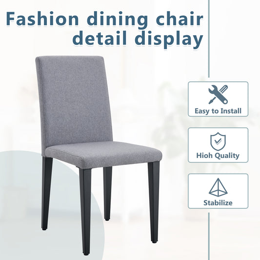 Four Light Gray Linen-Cotton Dining Chairs, Simple And Versatile, Comfortable And Accompanied. Exquisite And Versatile Dining Chairs Unlock A Comfortable New Experience.  Set Of 4