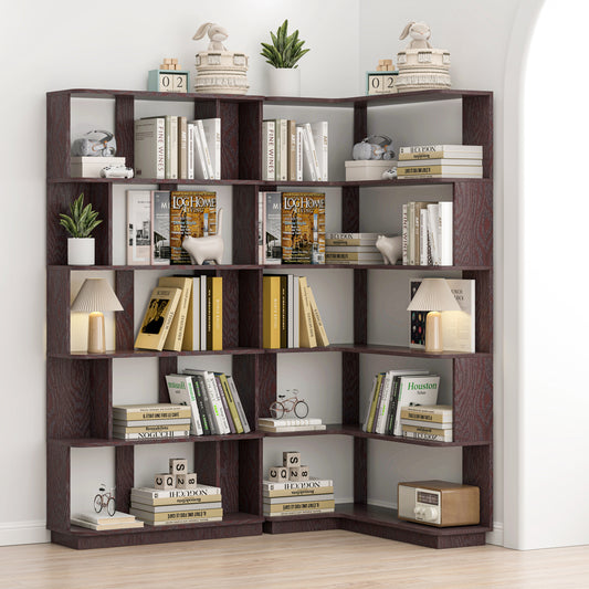 90 Cm Space Saving Corner Bookshelf    80 Cm Bookcase Extendable Free Combination, Set Of 2 Display Shelf, Ox Blood Dark Red Color And Other 4 Colors For Option, Freely Combined And Matched Furniture