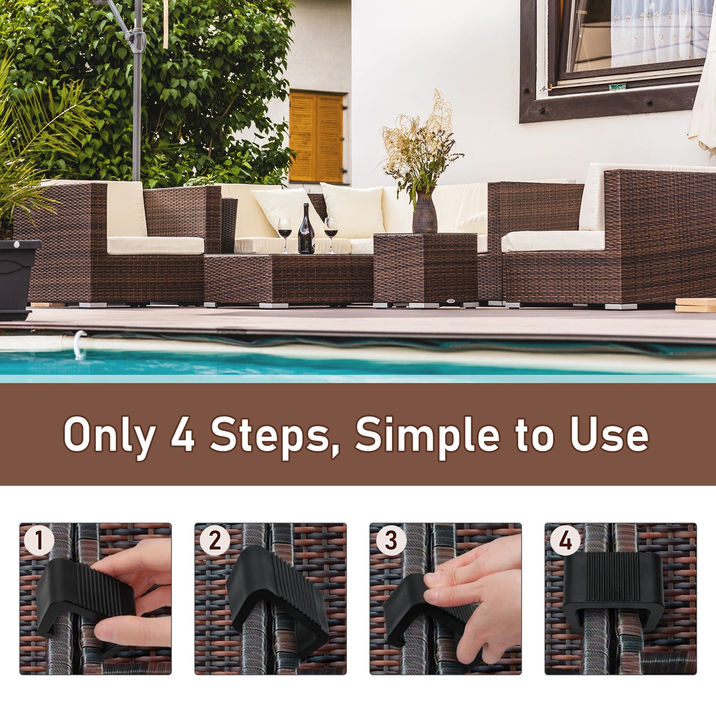 Furniture Clips, Outdoor Sectional Couch Connectors, Wicker Furniture,Chair Clamps For A Module Patio Sofa, Set Of 10