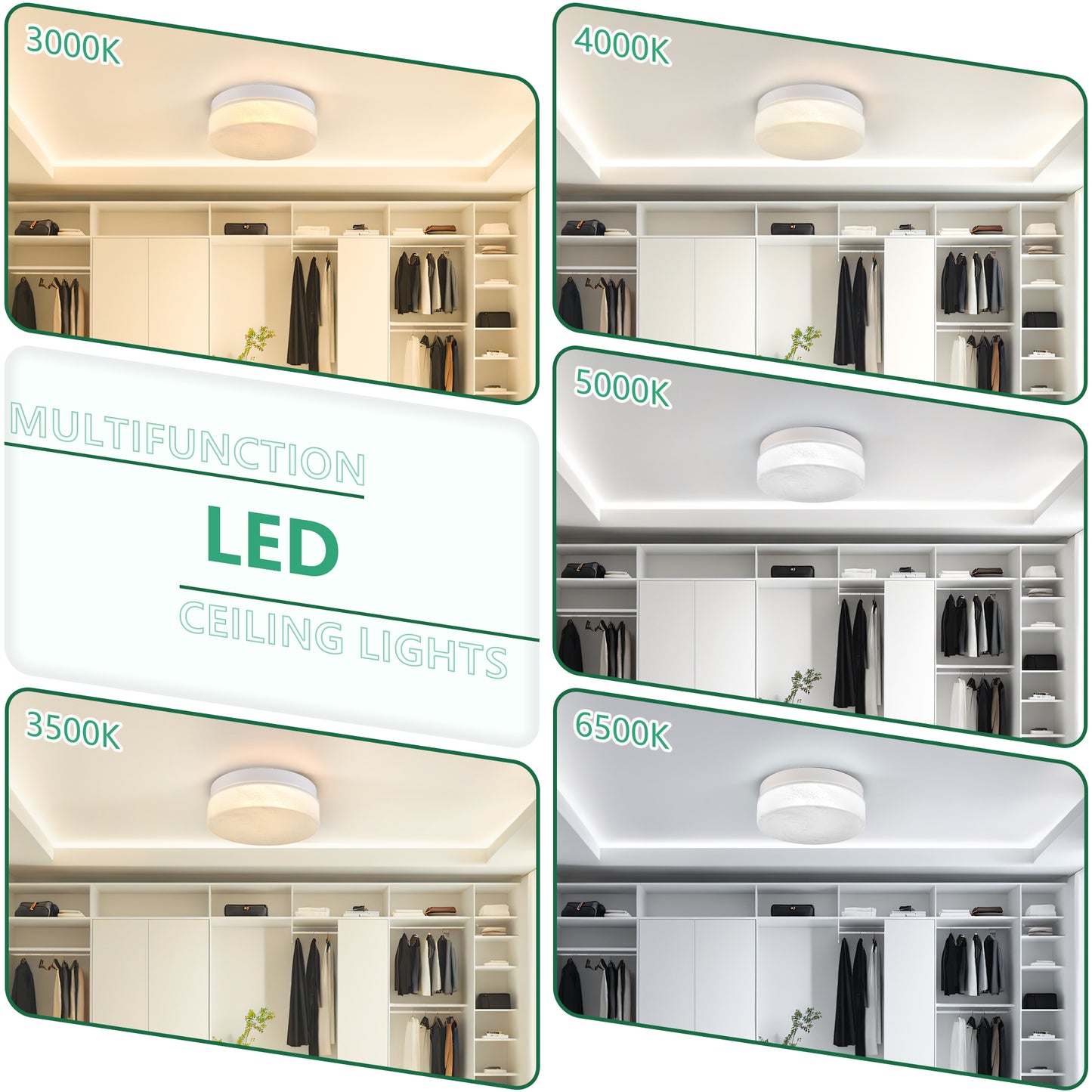 12 Inch LED Ceiling Light, 24W Flush Mount Ceiling Light,Round Low Profile Ceiling Lights For Bedroom, Living Room, Dining Room  White