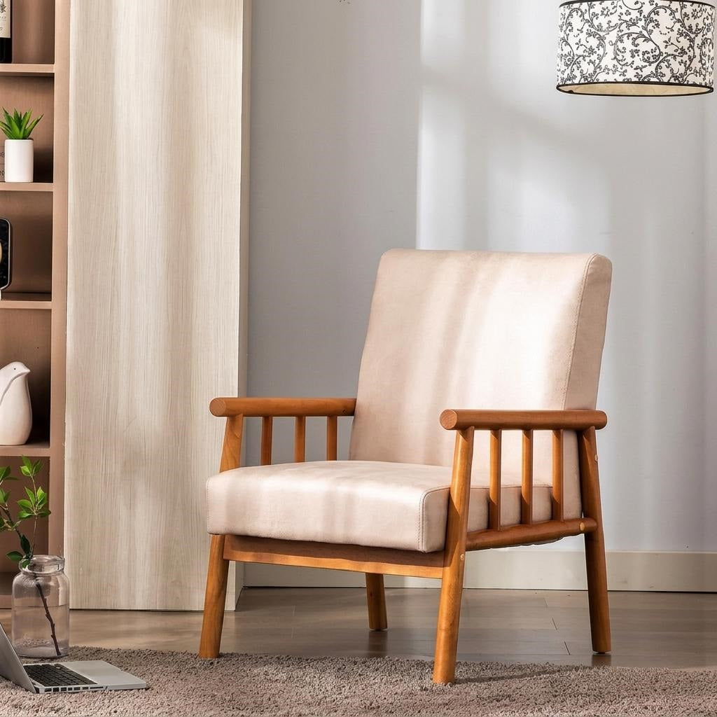 25     Wide Classic Mid-Century Modern Arm Chair, Light
