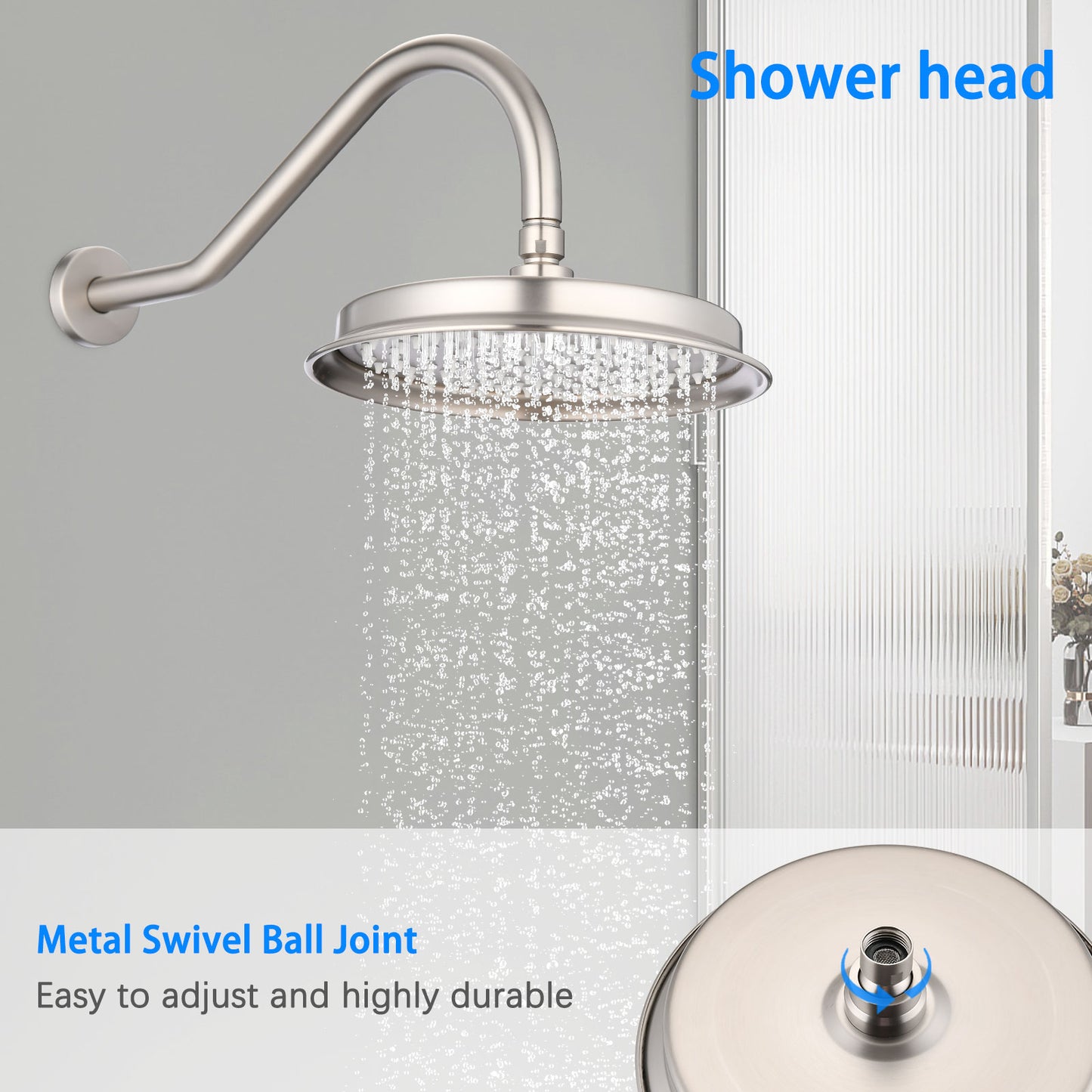 Single-Handle 4-Spray Patterns Bathroom Rain Shower Faucet With Body Jet Handshower In Brushed Nickel  Valve Included