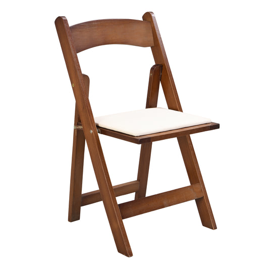 Upholstered Folding  Chair, Space Saving, Easy To Carry, 4PCS, Walnut Shelf Beige Cushion,Dining Room