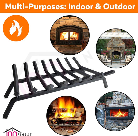 Fireplace Grate,Fireplace Log Holder,Heavy Duty Solid Cast Iron FIrewood Log Burning Rack For Inside The Fireplace Accessories Outood Fire Pit Kindling Fireplace Tools 36 Inch