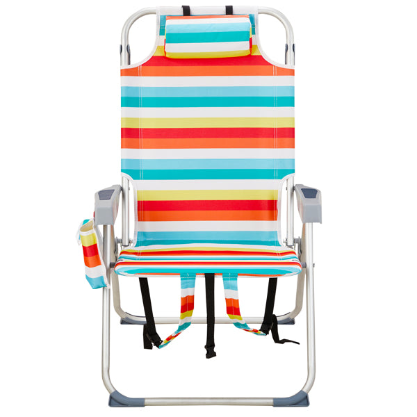 63X70X99cm Rainbow Stripes Aluminum Beach Chair, Oxford Fabric, Silver Aluminum Tube, 1 0 0kg, Elevated Model, N001