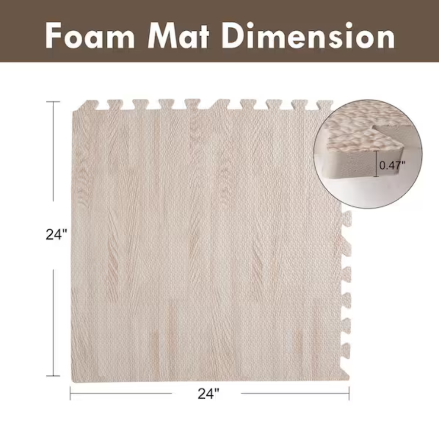 Puzzle Mat Wood, 8 Pack