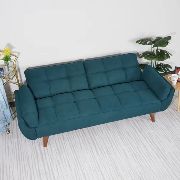 75' Flared Arm Convertible Sleeper Sofa-Green