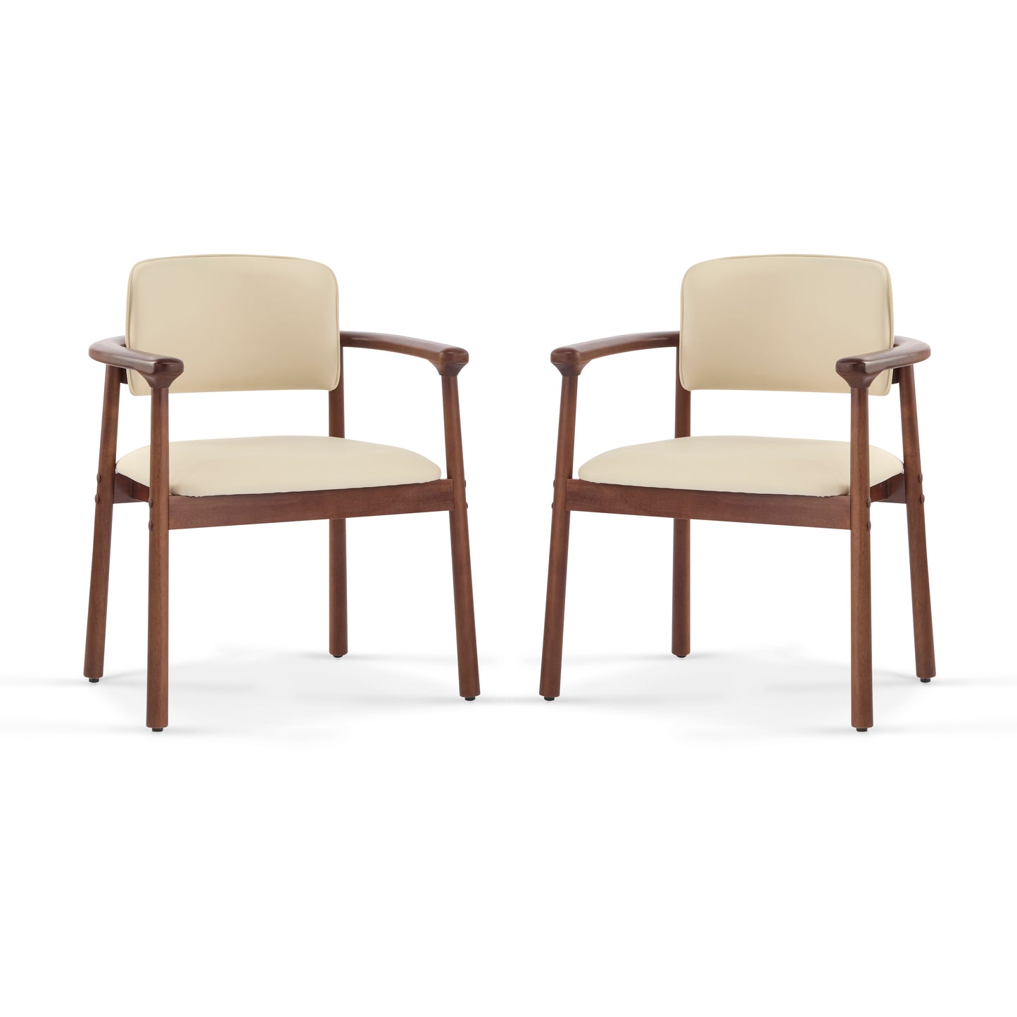 2 - Pack Dining Room Chairs, Sturdy Rubber Wood, Comfortable PU Foam Seat, Ideal For Home & Kitchen