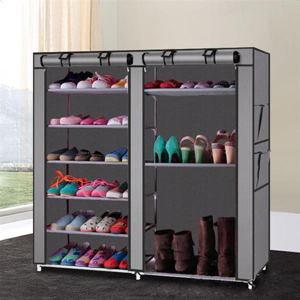 Double Row 9-grid Non-woven Shoe Cabinet