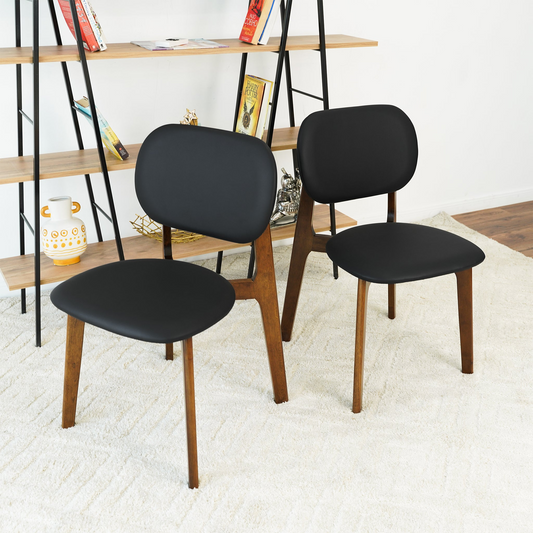 Kelsey  Black Leather Dining Chair  Set Of 2  18.1 W X 21.1 D X 31.7 H